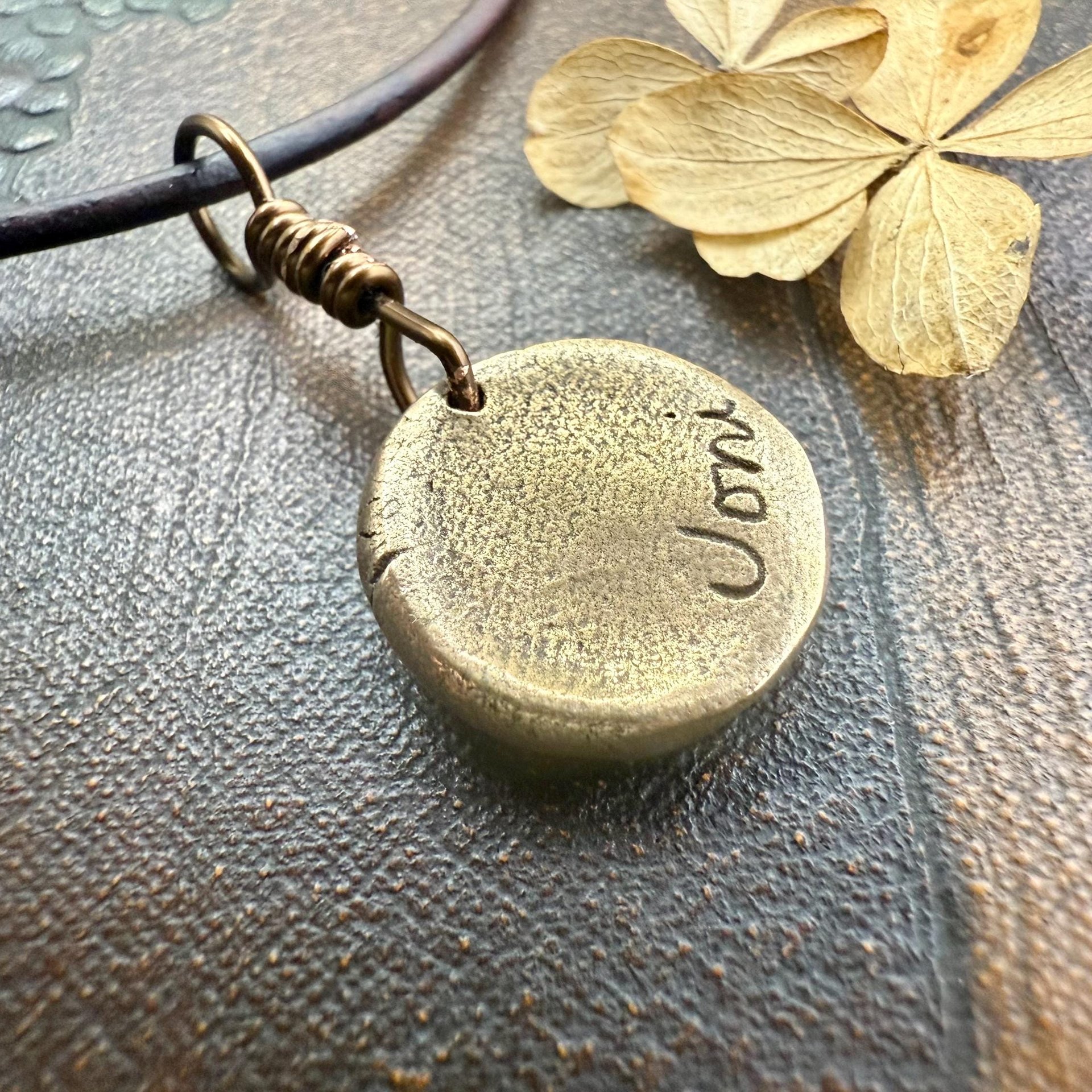 Bronze Cherry Charm, Door County Cherries, Handmade Bronze, Leather Vegan Cords, Wisconsin Cherry Trees, Souvenir Talisman of Door County