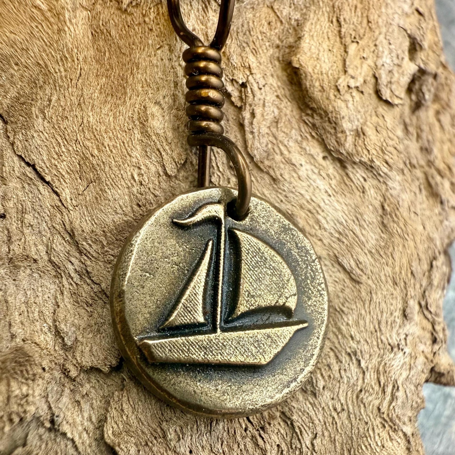 Sailboat Charm, Bronze Pendant, Door County, WI, Nautical Sailing, Protection Guidance Talisman, Great Lakes, Journey