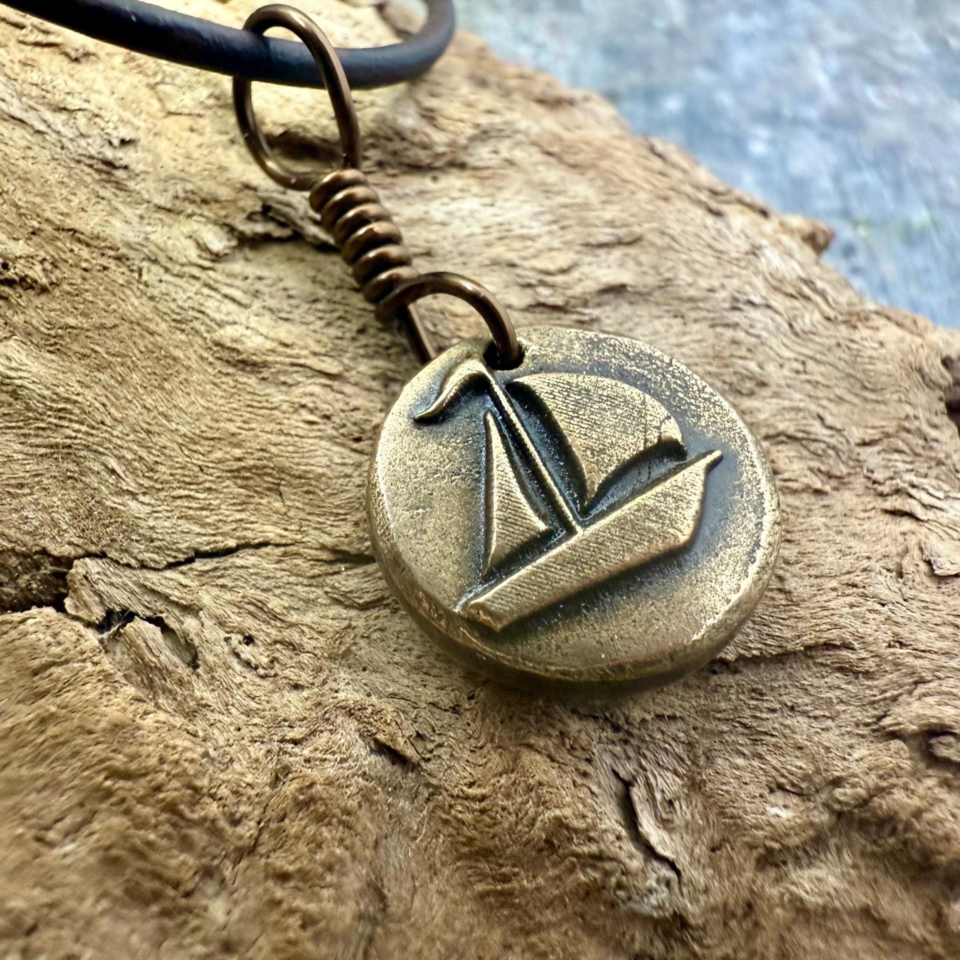 Sailboat Charm, Bronze Pendant, Door County, WI, Nautical Sailing, Protection Guidance Talisman, Great Lakes, Journey