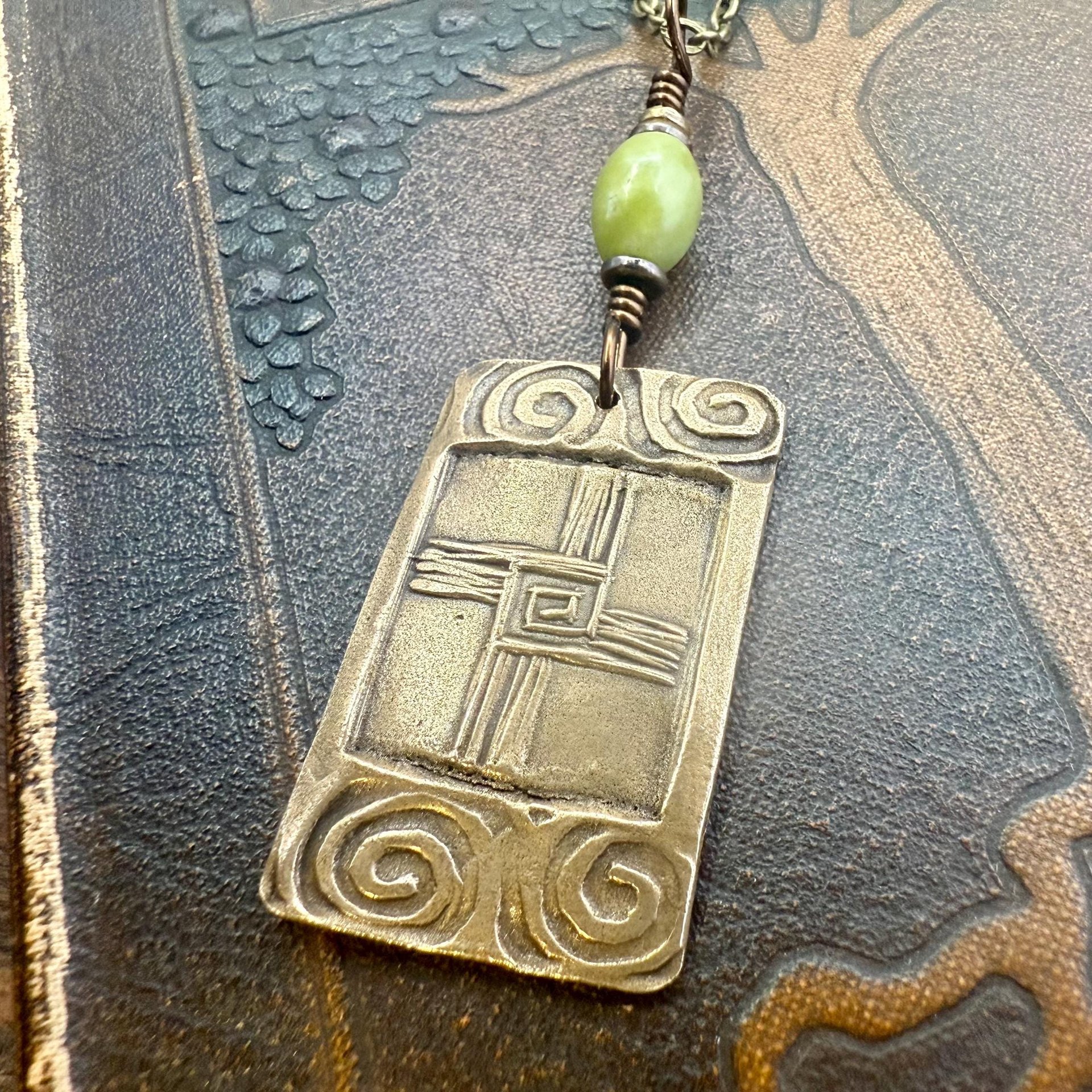 Saint Brigid's Cross, Bronze & Connemara Marble Pendant, Irish Celtic Jewelry, Brigit Bridget, St Brigid of Kildare, Irish Cross, Imbolc