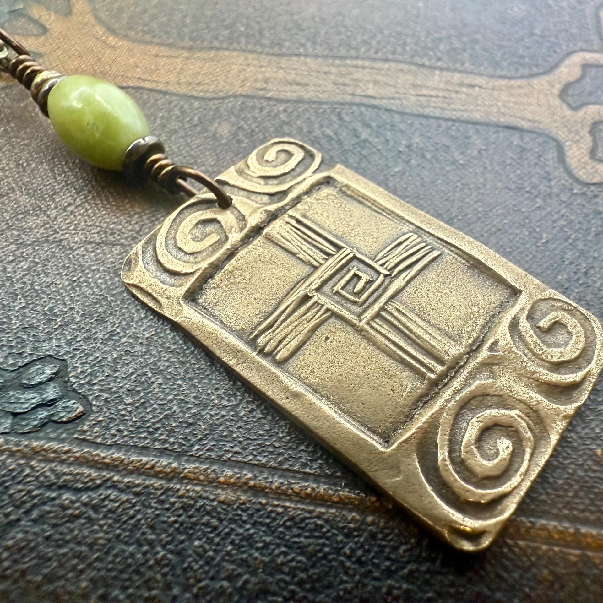 Saint Brigid's Cross, Bronze & Connemara Marble Pendant, Irish Celtic Jewelry, Brigit Bridget, St Brigid of Kildare, Irish Cross, Imbolc