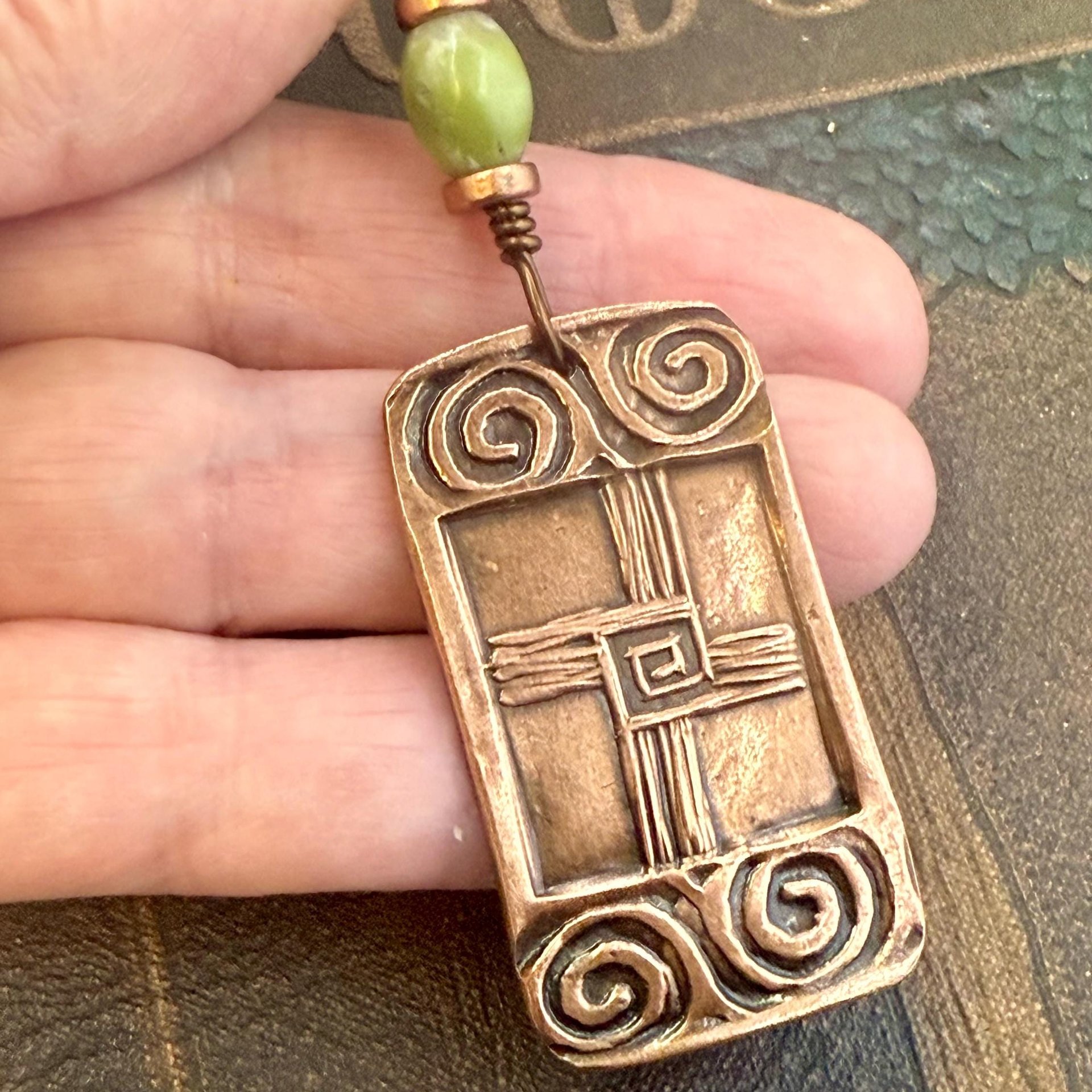Saint Brigid's Cross, Copper & Connemara Marble Pendant, Irish Celtic Jewelry, Brigit Bridget, St Brigid of Kildare, Irish Cross, Imbolc