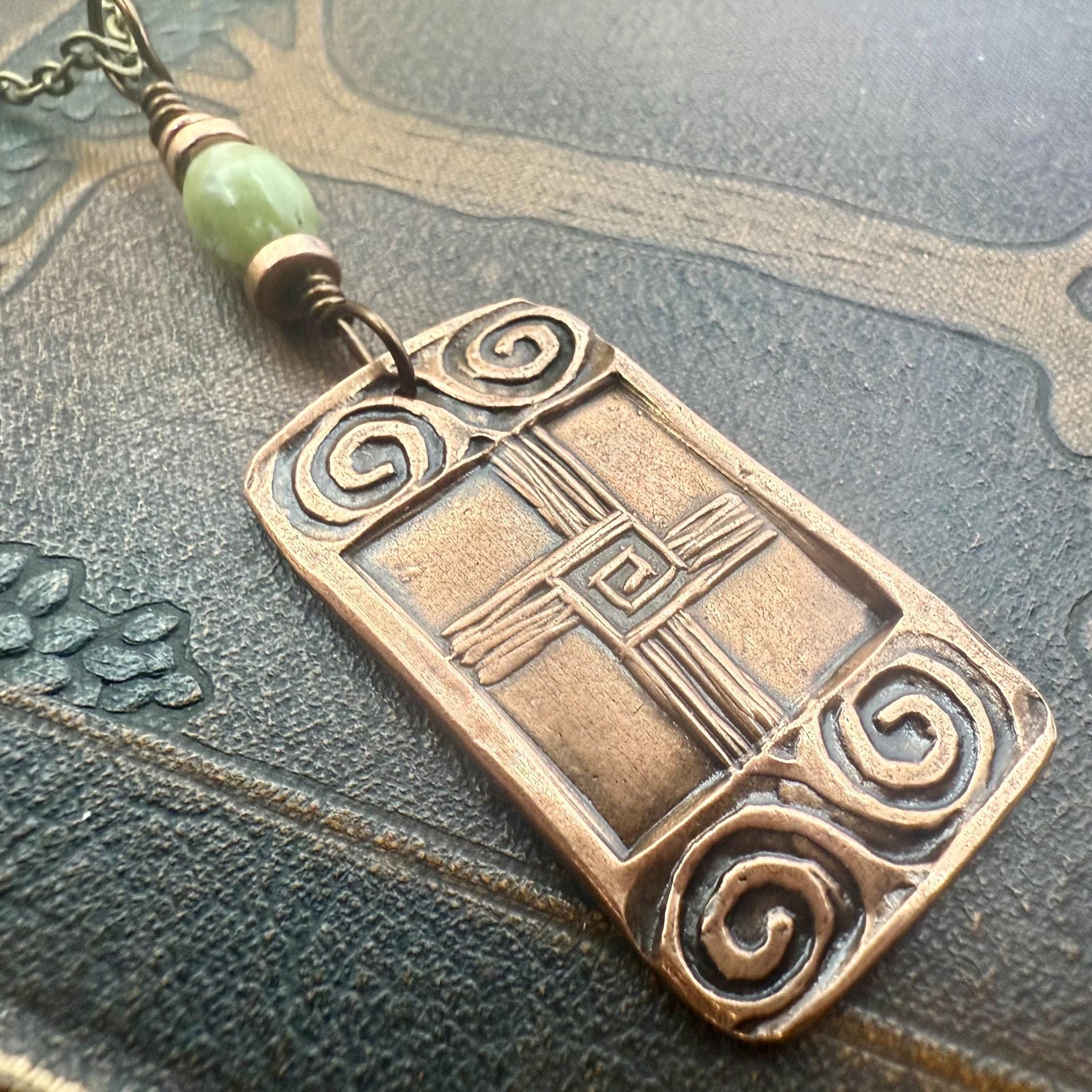 Saint Brigid's Cross, Copper & Connemara Marble Pendant, Irish Celtic Jewelry, Brigit Bridget, St Brigid of Kildare, Irish Cross, Imbolc