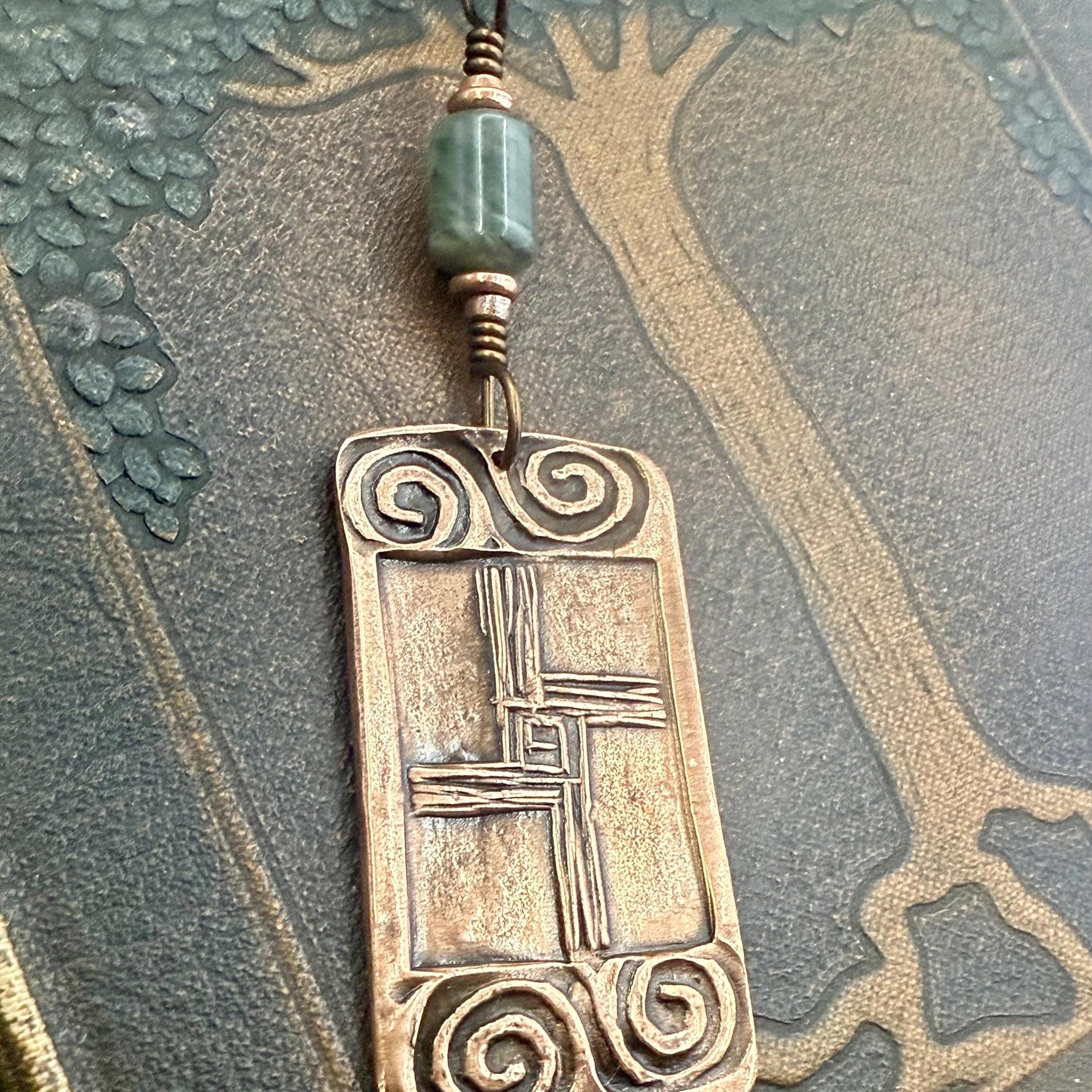 Saint Brigid's Cross, Copper & Connemara Marble Pendant, Irish Celtic Jewelry, Brigit Bridget, St Brigid of Kildare, Irish Cross, Imbolc