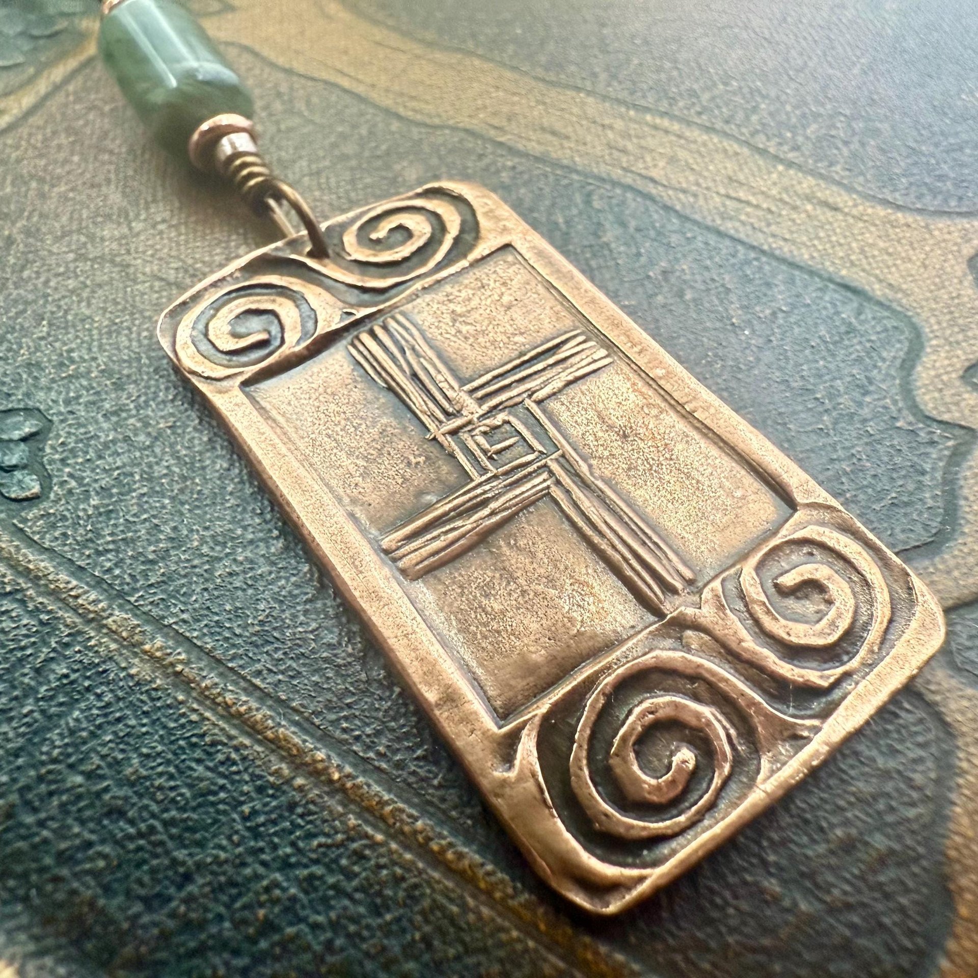 Saint Brigid's Cross, Copper & Connemara Marble Pendant, Irish Celtic Jewelry, Brigit Bridget, St Brigid of Kildare, Irish Cross, Imbolc