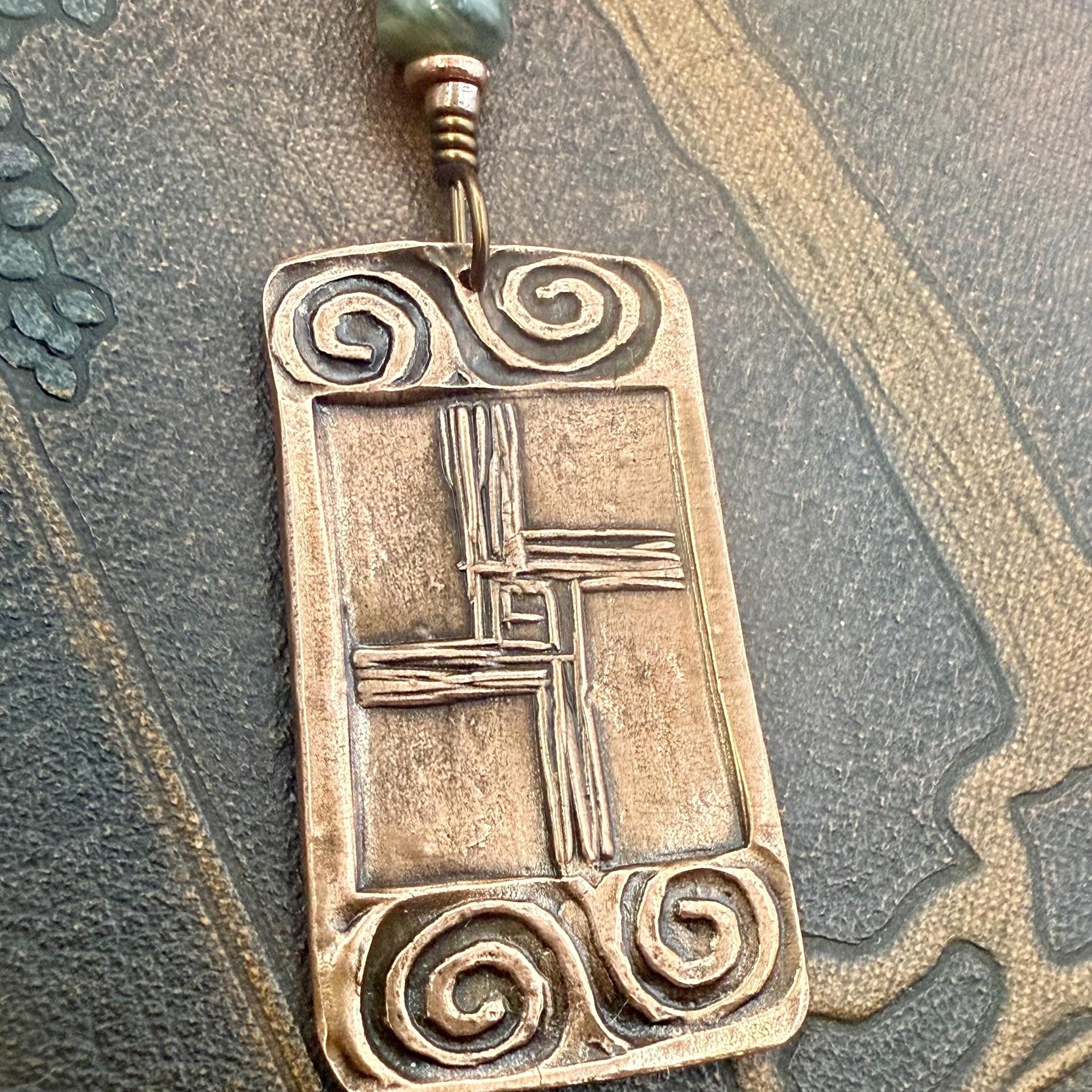 Saint Brigid's Cross, Copper & Connemara Marble Pendant, Irish Celtic Jewelry, Brigit Bridget, St Brigid of Kildare, Irish Cross, Imbolc
