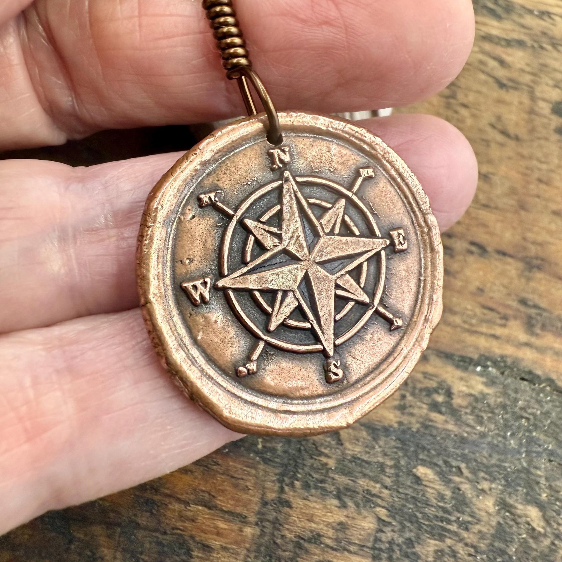 Compass Rose, Copper Pendant, Sailing Gifts, Nautical Jewelry, Men's Jewelry, Sailor Necklace, 7th Anniversary, Protection Talisman