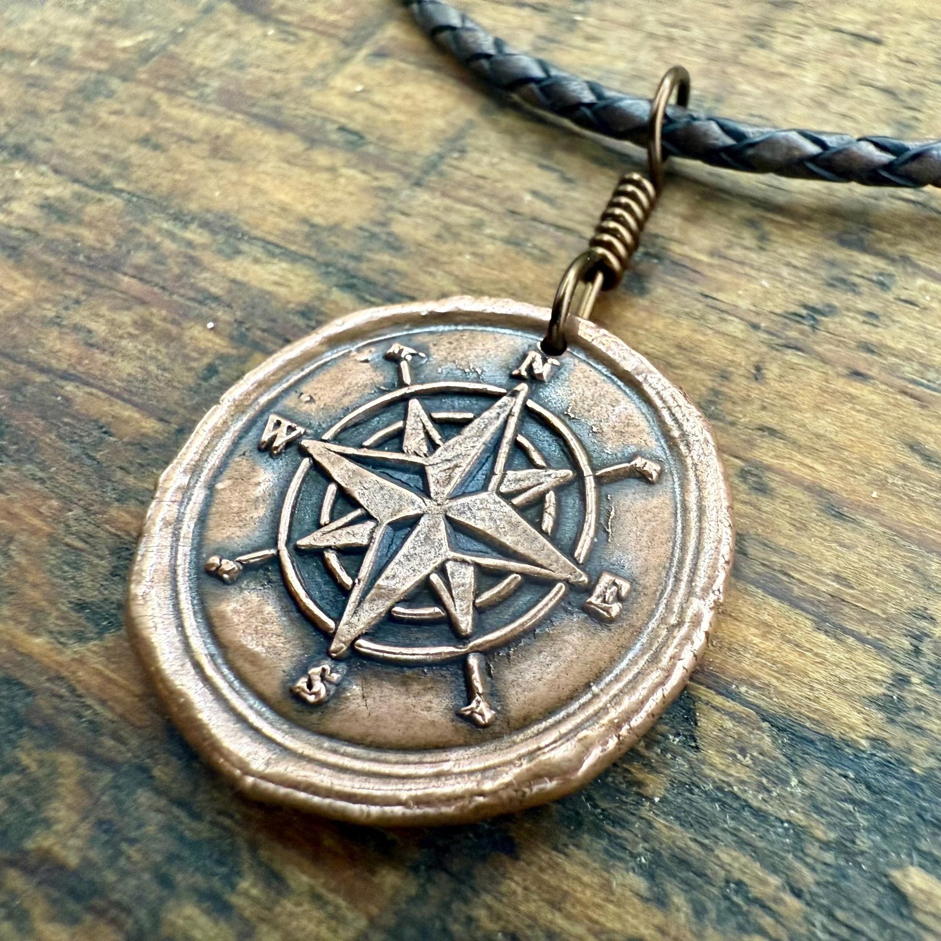Compass Rose, Copper Pendant, Sailing Gifts, Nautical Jewelry, Men's Jewelry, Sailor Necklace, 7th Anniversary, Protection Talisman