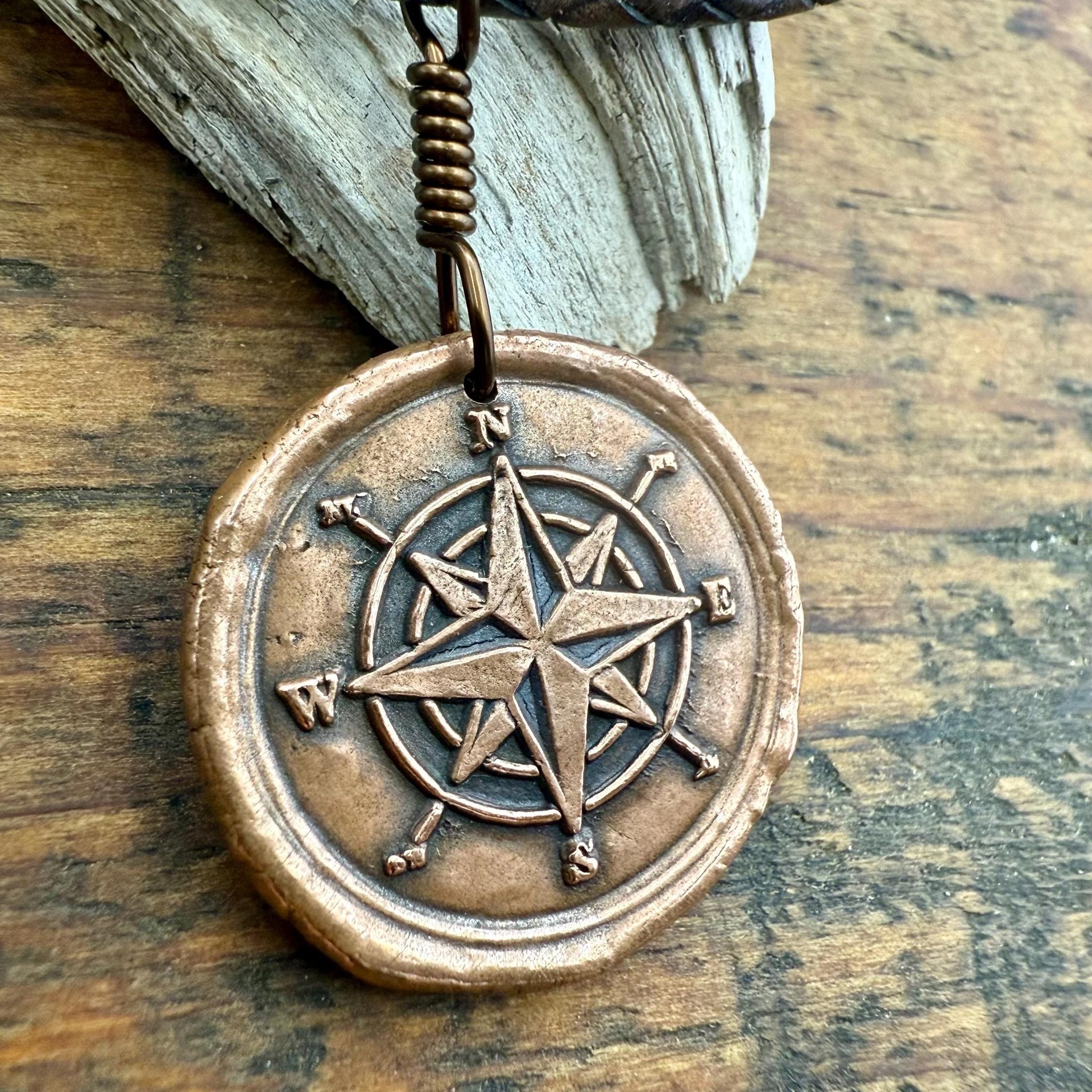 Compass Rose, Copper Pendant, Sailing Gifts, Nautical Jewelry, Men's Jewelry, Sailor Necklace, 7th Anniversary, Protection Talisman