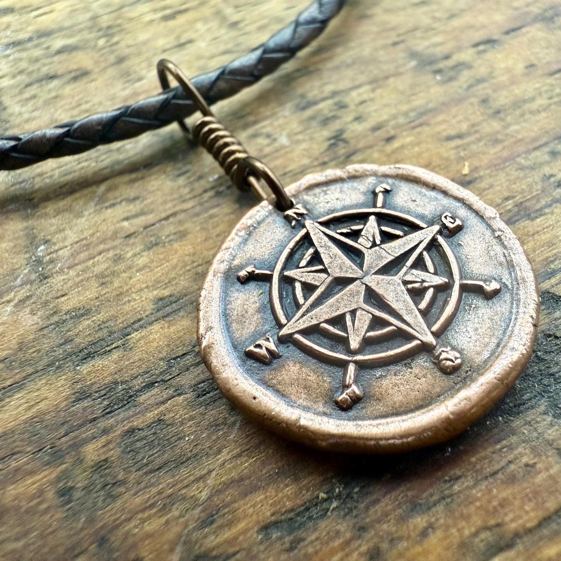 Compass Rose, Copper Pendant, Sailing Gifts, Nautical Jewelry, Men's Jewelry, Sailor Necklace, 7th Anniversary, Protection Talisman