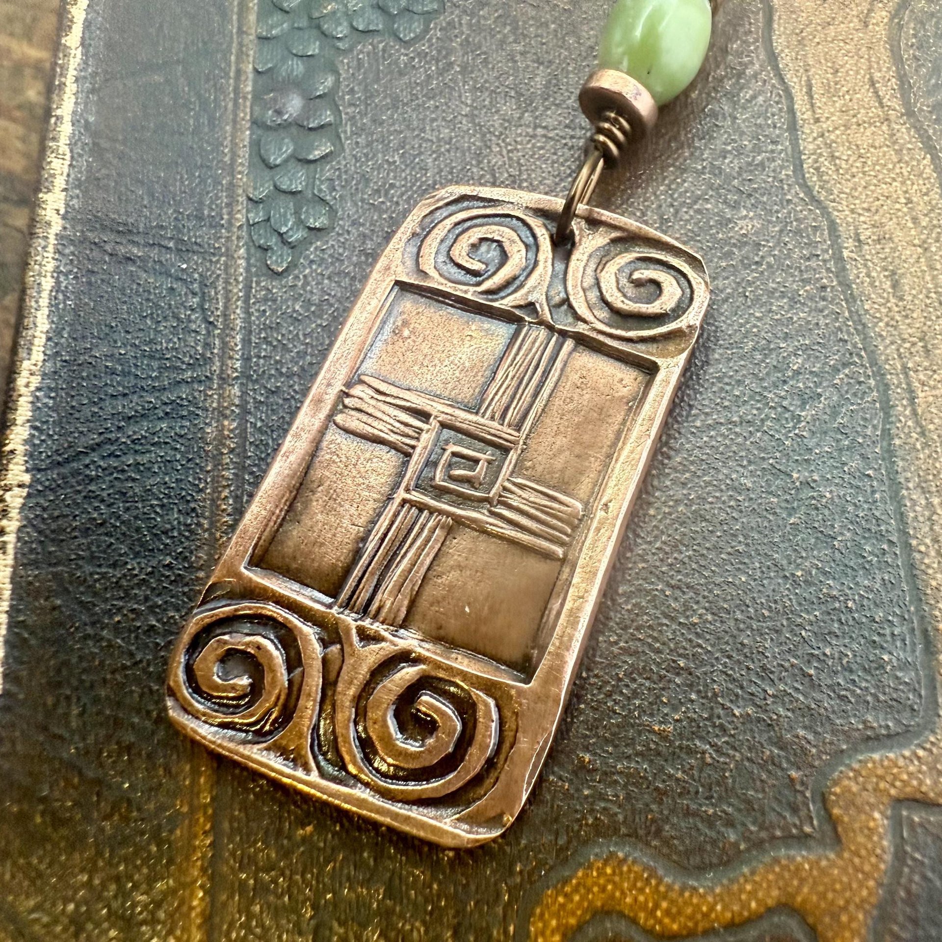 Saint Brigid's Cross, Copper & Connemara Marble Pendant, Irish Celtic Jewelry, Brigit Bridget, St Brigid of Kildare, Irish Cross, Imbolc