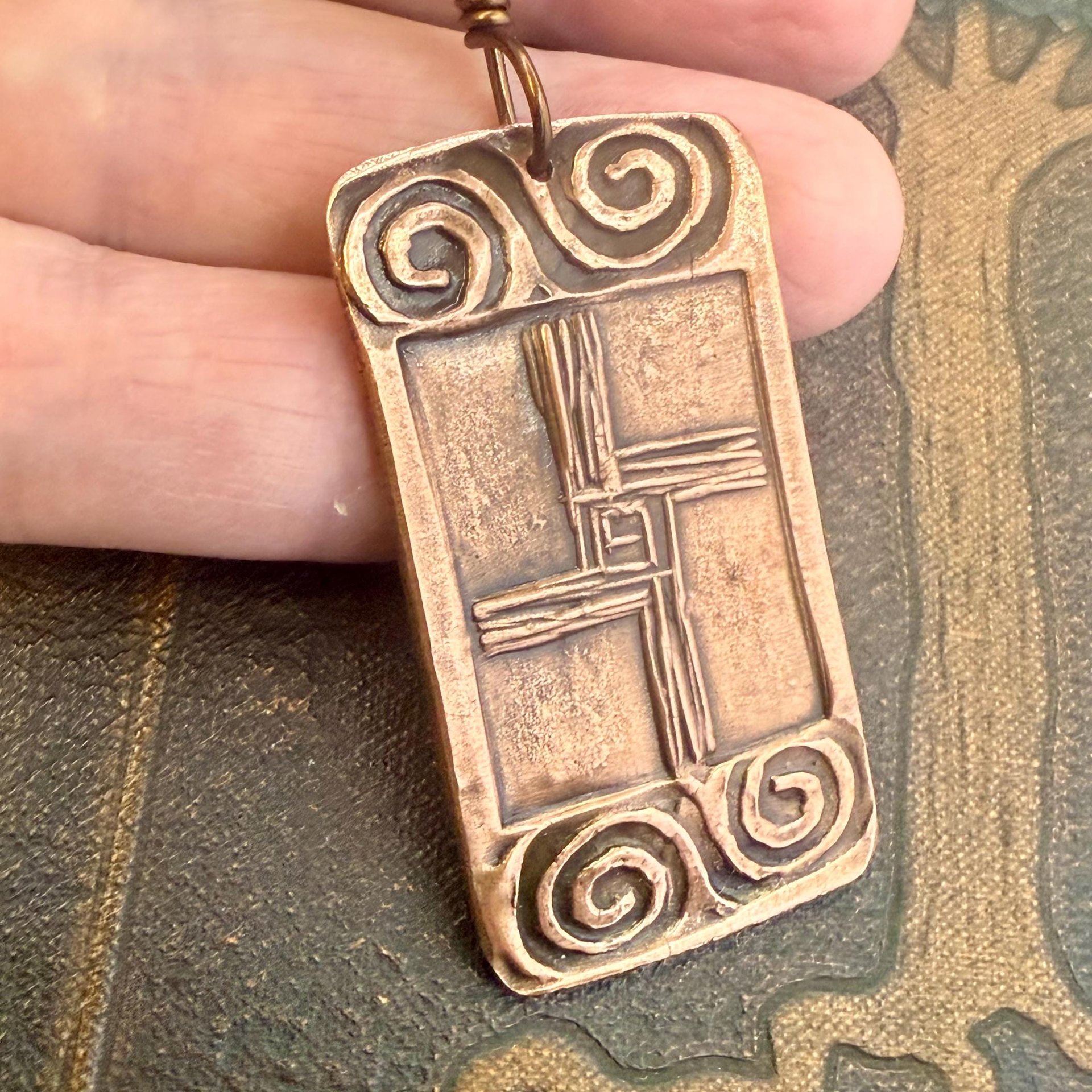 Saint Brigid's Cross, Copper & Connemara Marble Pendant, Irish Celtic Jewelry, Brigit Bridget, St Brigid of Kildare, Irish Cross, Imbolc