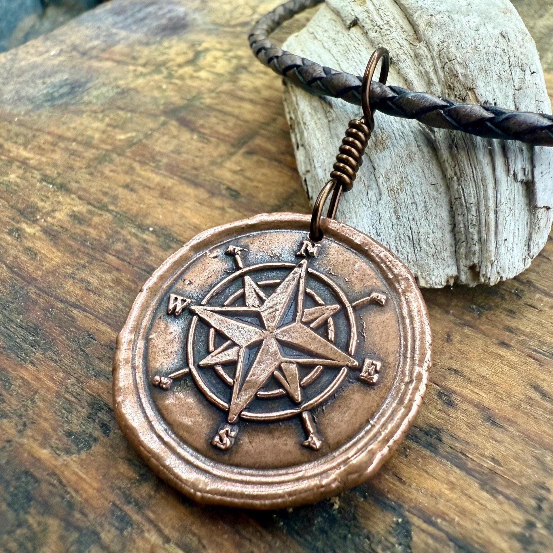 Compass Rose, Copper Pendant, Sailing Gifts, Nautical Jewelry, Men's Jewelry, Sailor Necklace, 7th Anniversary, Protection Talisman