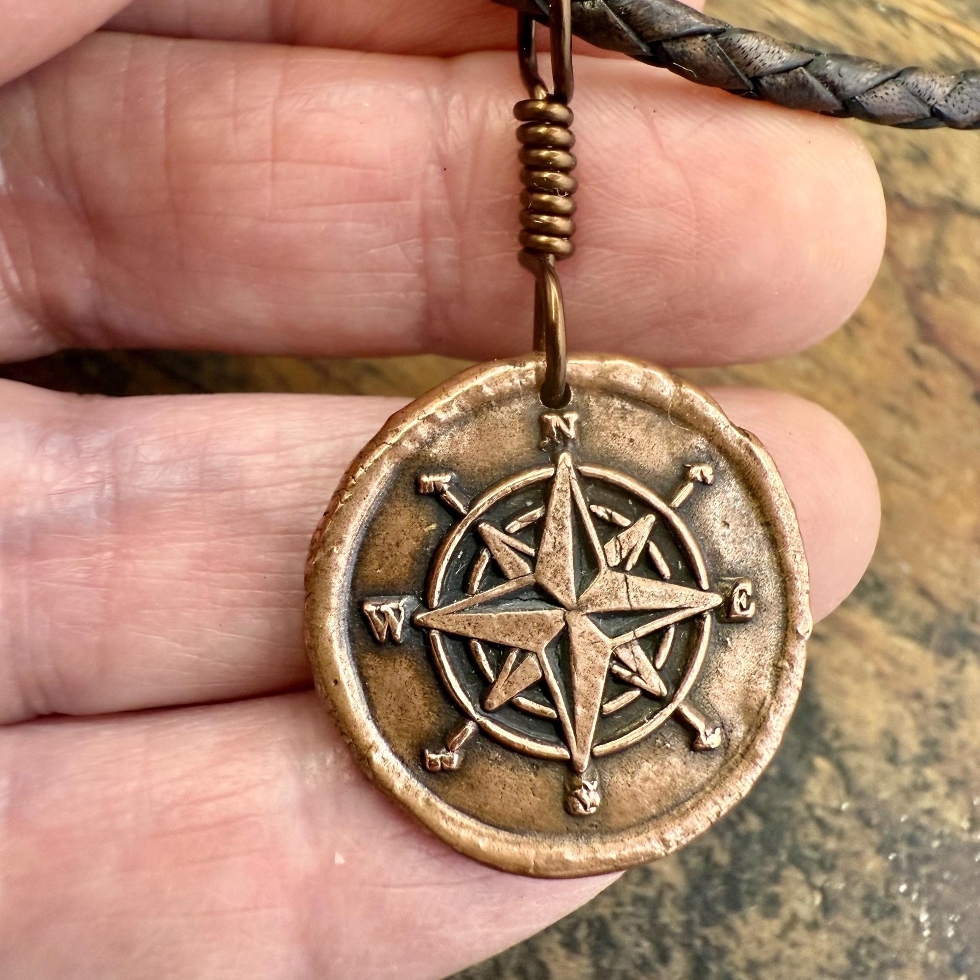 Compass Rose, Copper Pendant, Sailing Gifts, Nautical Jewelry, Men's Jewelry, Sailor Necklace, 7th Anniversary, Protection Talisman