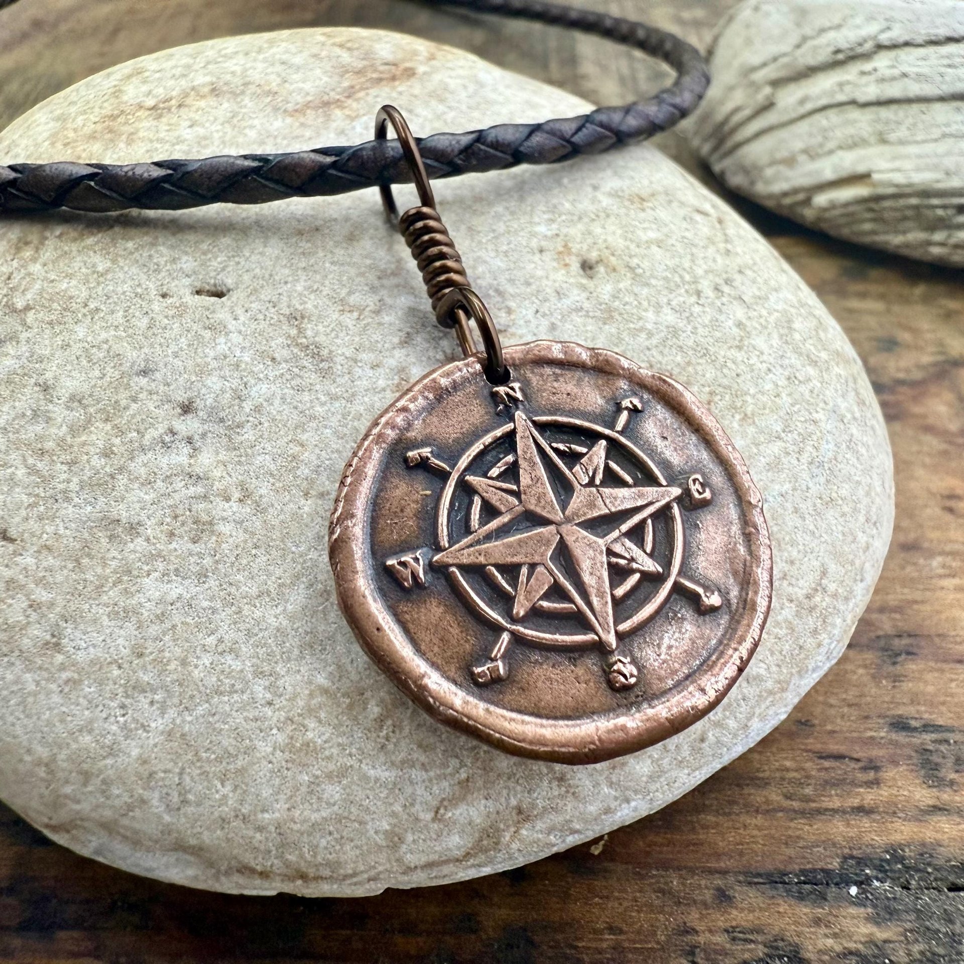 Compass Rose, Copper Pendant, Sailing Gifts, Nautical Jewelry, Men's Jewelry, Sailor Necklace, 7th Anniversary, Protection Talisman