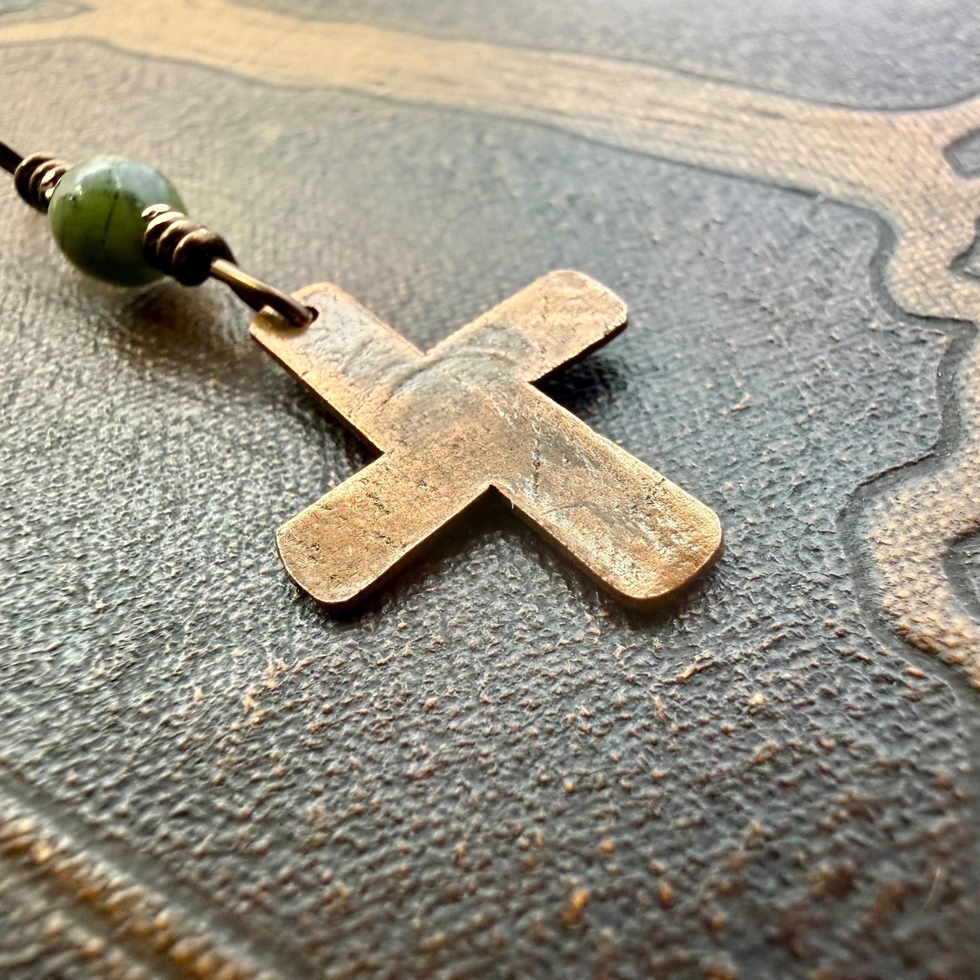 Saint Brigid's Cross, Copper Charm, Irish Celtic Jewelry, Connemara Marble, Hand Carved, Pagan Imbolc, Celtic Witch, Soul Harbor Jewelry