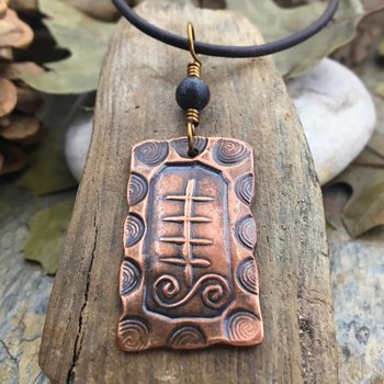 Aspen Poplar Ogham, Connemara Marble, Irish Celtic Jewelry, Ogham Jewelry, Pagan Druid, Copper Ogham, Celtic Tree Astrology, Hand Carved