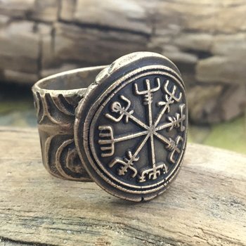 Vegvisir Ring, Viking Shield Ring, Spiral Band Ring, Men's Jewelry, Norse Nordic, Rune Jewelry, Ring for Men, Viking Compass, Icelandic, Art