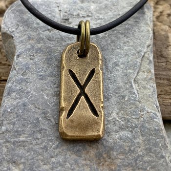 Gebo Rune, Bronze Rune Pendant, Viking Jewelry, Viking Runes, Men's Rune Jewelry, Rune Jewelry, Nordic Jewelry, Elder Futhark, Nordic Gebo