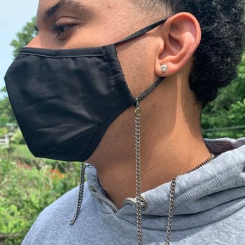 Face Mask Chain, Unisex Mask Holder, Chain Mask Necklace, Mask Keeper for Men, Women, Face Mask Lanyard, Gunmetal Chain for Mask, Mask Safe