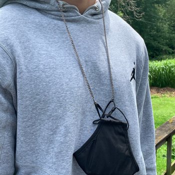 Face Mask Chain, Unisex Mask Holder, Chain Mask Necklace, Mask Keeper for Men, Women, Face Mask Lanyard, Gunmetal Chain for Mask, Mask Safe