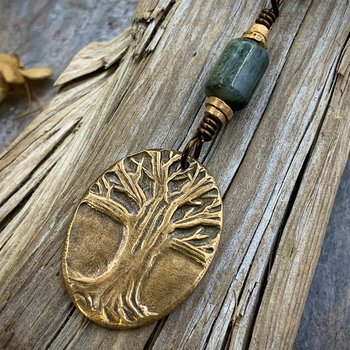 Celtic Tree of Life, Bronze Pendant, Connemara Marble, Irish Celtic Jewelry, Oval Tree of Life, Crann Bethadh, Soul Harbor Jewelry