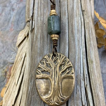 Celtic Tree of Life, Bronze Pendant, Connemara Marble, Irish Celtic Jewelry, Oval Tree of Life, Crann Bethadh, Soul Harbor Jewelry
