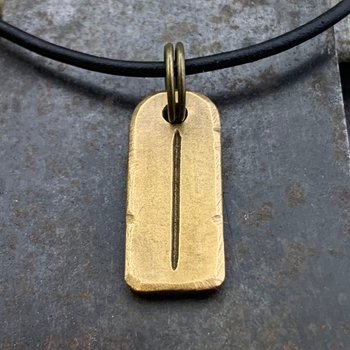 Isa Rune Charm, Bronze Rune Pendant, Viking Jewelry, Hand Carved, Elder Futhark, Germanic Runes, Leather & Vegan Cords, Norse Nordic Odin
