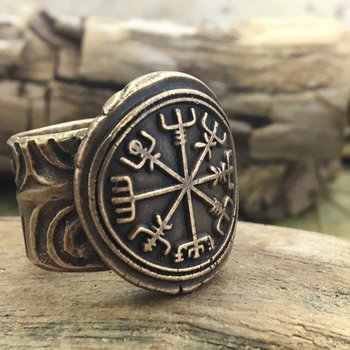 Vegvisir Ring, Viking Shield Ring, Spiral Band Ring, Men's Jewelry, Norse Nordic, Rune Jewelry, Ring for Men, Viking Compass, Icelandic, Art