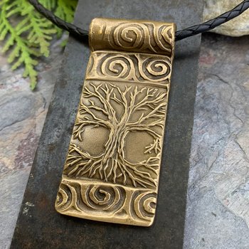 Celtic Tree of Life, Bronze Tree Pendant, Hand Carved, Irish Celtic Spirals, Crann Bethadh, Druid Pagan, Handmade Art, Soul Harbor Jewelry