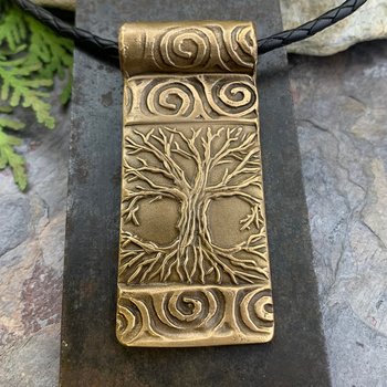 Celtic Tree of Life, Bronze Tree Pendant, Hand Carved, Irish Celtic Spirals, Crann Bethadh, Druid Pagan, Handmade Art, Soul Harbor Jewelry
