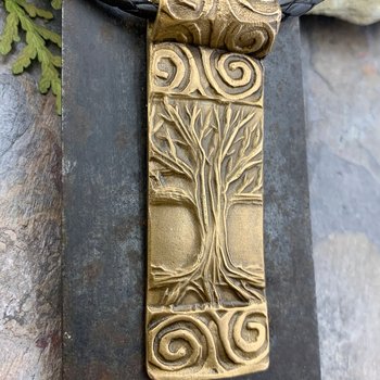 Celtic Tree of Life, Bronze Tree Pendant, Hand Carved Art Jewelry, Irish Celtic Spirals, Crann Bethadh, 8th Anniversary, Soul Harbor Jewelry