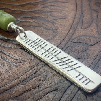 Creid Ogham Necklace, Believe Bar Charm, Sterling Silver, Connemara Marble, Irish Celtic Jewelry, Hand Carved, Believe In, Art Jewelry