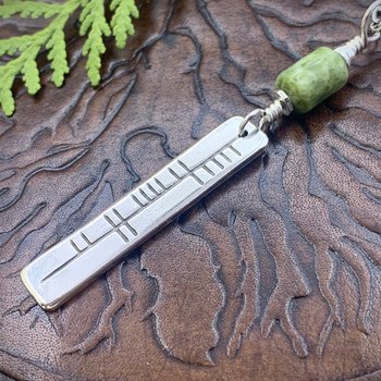 Dóchas Ogham Necklace, Hope Bar Charm, Sterling Silver, Connemara Marble, Irish Celtic Jewelry, Hand Carved, Believe In, Art Jewelry