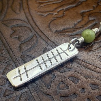 Grá Ogham Necklace, Love Bar Charm, Sterling Silver, Connemara Marble, Irish Celtic Jewelry, Hand Carved, Love Friend Gifts, Art Jewelry