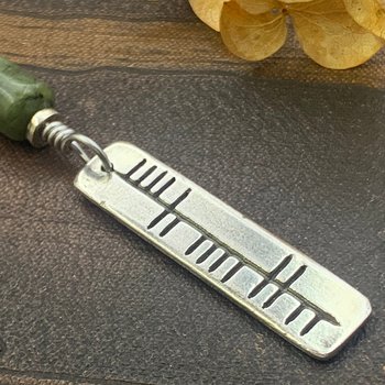 Hope Ogham Necklace, Dóchas  Bar Charm, Sterling Silver, Connemara Marble, Irish Celtic Jewelry, Hand Carved, Believe In, Art Jewelry