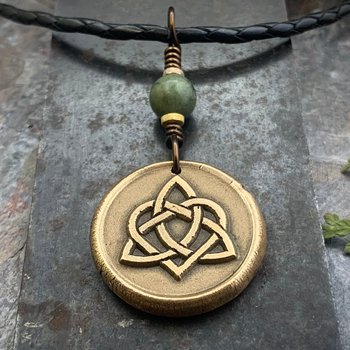 Celtic Love Knot, Bronze Trinity Charm, Connemara Marble, Wax Seal Charm, Irish Celtic Jewelry, St. Patrick's Day Gifts, Infinity, Eternity