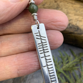 Análaigh Ogham Necklace, Breathe Bar Charm, Sterling Silver, Connemara Marble, Irish Celtic Jewelry, Hand Carved, Peace Serenity, Handmade