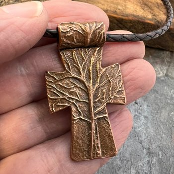 Tree Cross Pendant, Copper Cross, Tree Branch Cross, Men's Jewelry, Irish Celtic Trees, Hand-Carved, Spiritual Gifts, Tree of Life, Earthy