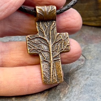 Tree Cross Pendant, Copper Cross, Tree Branch Cross, Men's Jewelry, Irish Celtic Trees, Hand-Carved, Spiritual Gifts, Tree of Life, Earthy