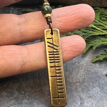 Breathe Ogham Pendant, Análaigh Irish Gaelic, Connemara Marble, Bronze Bar Charm, Irish Celtic Jewelry, Hand Carved, Soul Harbor Jewelry