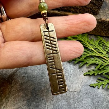Anam Cara Ogham Necklace, Soul Friend, Bronze Bar Charm, Connemara Marble, Irish Celtic, Soul Mate, Valentine Gifts of Love, Irish Gaelic