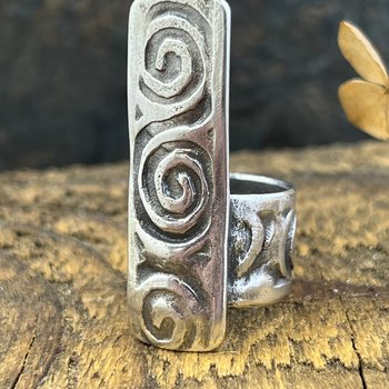 Silver Spiral Ring, Sterling Silver 960, Irish Celtic Spirals, Shied Ring, Statement Jewelry, Druid Pagan, Earthy Rustic Jewelry, Eternity