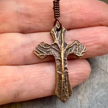 Tree Cross Pendant, Copper Cross Jewelry, Irish Celtic Tree, Tree of Life, Tree Branches, Crosses for Men Women, 7th Anniversary, Rustic Art