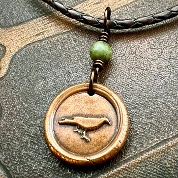 Raven Copper Wax Seal Charm, Irish Celtic Jewelry, Connemara Marble, Pagan Wicca Gifts, Celtic Goddess, Rhiannon Morrigan, Handmade Jewelry