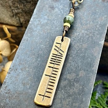 Breathe Ogham Pendant, Análaigh Irish Gaelic, Connemara Marble, Bronze Bar Charm, Irish Celtic Jewelry, Hand Carved, Soul Harbor Jewelry