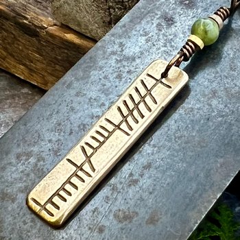 Anam Cara Ogham Necklace, Soul Friend, Bronze Bar Charm, Connemara Marble, Irish Celtic, Soul Mate, Valentine Gifts of Love, Irish Gaelic
