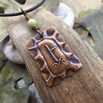 Birch Tree Ogham Charm, Copper Pendant, Connemara Marble, Celtic Tree Astrology, Hand Carved, Irish Celtic Jewelry, December 24 – January 20