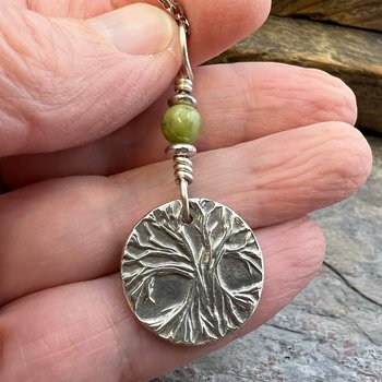 Tree of Life, Sterling Silver Charm, Connemara Marble, Silver Tree Necklace, Leather & Vegan Cords, Stainless Steel Chain, Earthy Nature