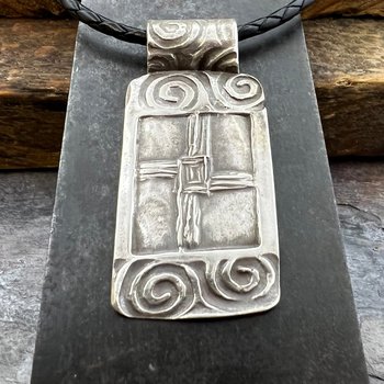 St. Brigid’s Cross, Sterling Silver Cross Necklace, Irish Celtic Jewelry, Pagan Celtic Witch, Celtic Spirals, Handmade Art Jewelry